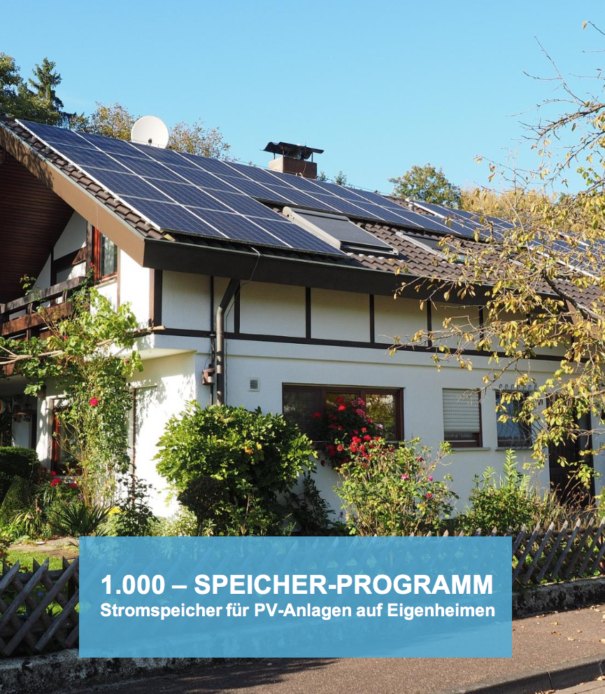 Das „1.000 – Speicher-Programm“ des Landes Brandenburg fördert Stromspeicher für PV-Anlagen auf Eigenheimen